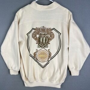 VTG Gitano Sweatshirt Cardigan Mens S Cream Graphic Logo Crest Embroidered 1990s